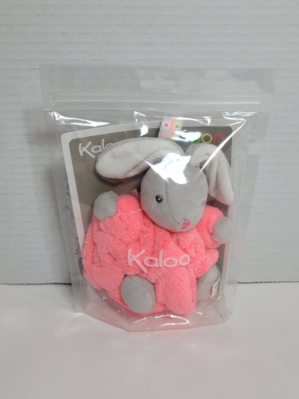 Kaloo Mini Neon Plume Stuffed Bunny Pink Gray New Sealed